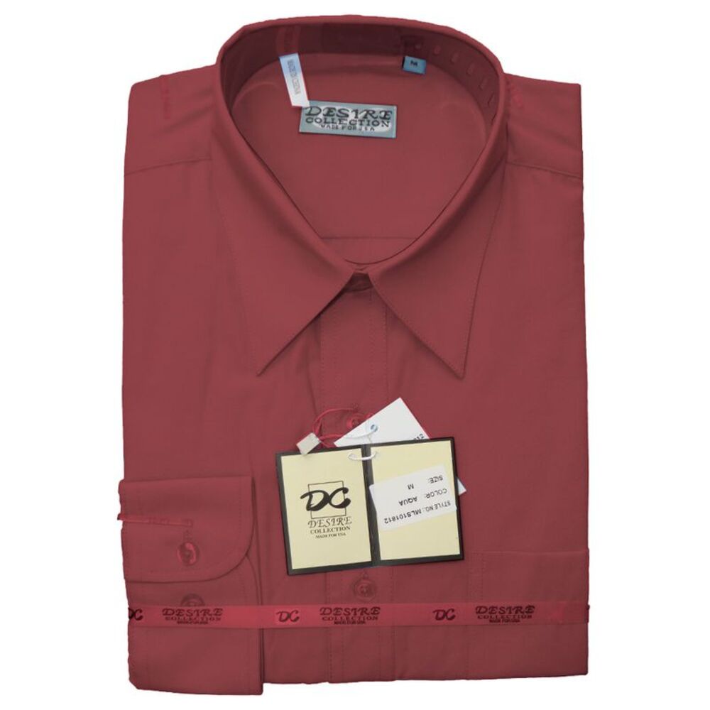 Desire Collection Men's Long Sleeve Classic Fit Pocket Dress Shirt Rose
